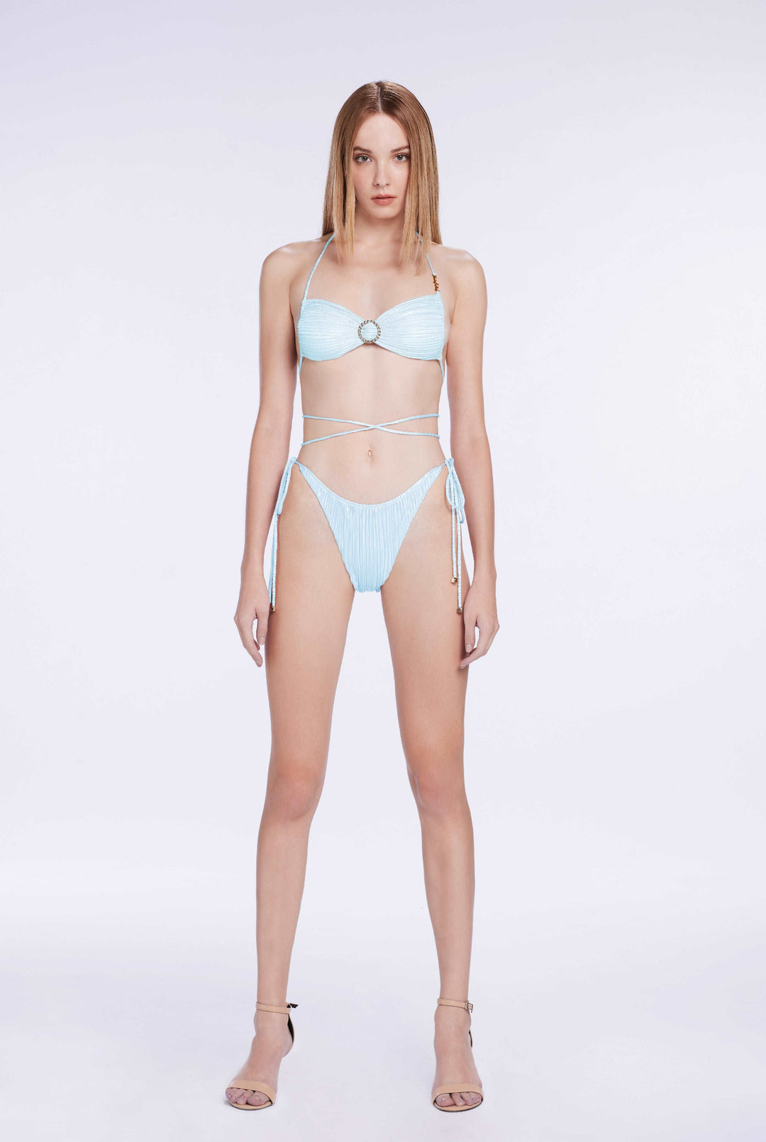 Bikini top with halter Straps Underwire and Pleated Cups
